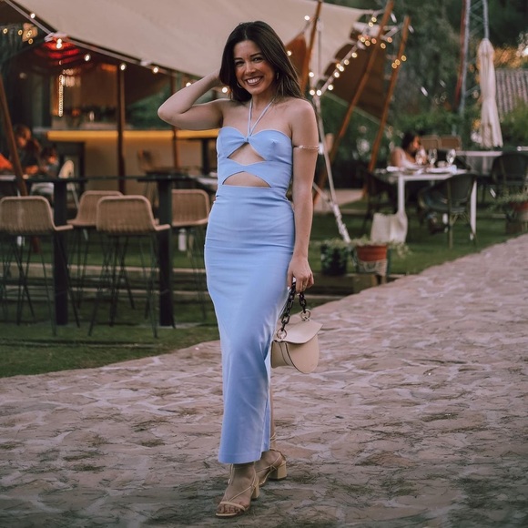 Zara Blue Cut Out Dress - Picture 12 of 17